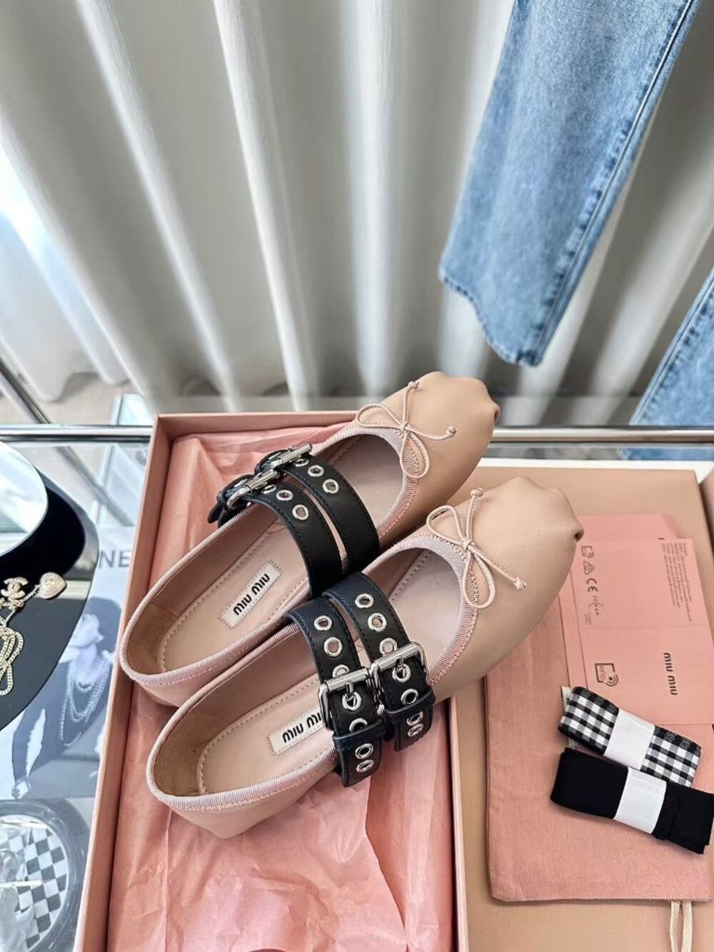 Miu Miu nude pink double buckle ballet flats - Picture 6 of 7